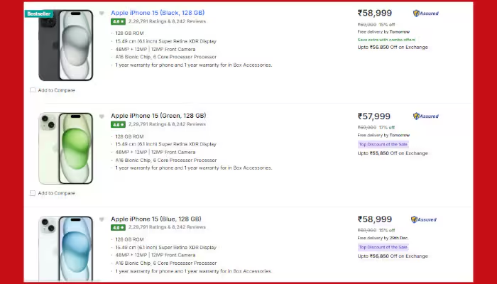 iPhone 15 हुआ सस्ता, 128GB मॉडल ₹50,999 में मिल रहा है, Flipkart दे रहा बंपर डिस्काउंट – हिन्दी समाचार, Hindi breaking news, Latest hindi news